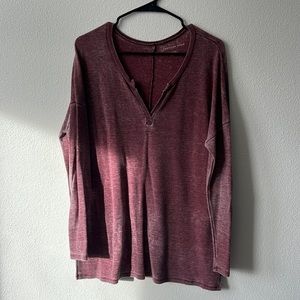Long sleeve waffle knit top